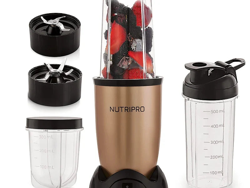 NutriPro Juicer Mixer Grinder - Smoothie Maker - 500 Watts (2 Jars & 1 Blade, Silver) - 2 Year Warranty